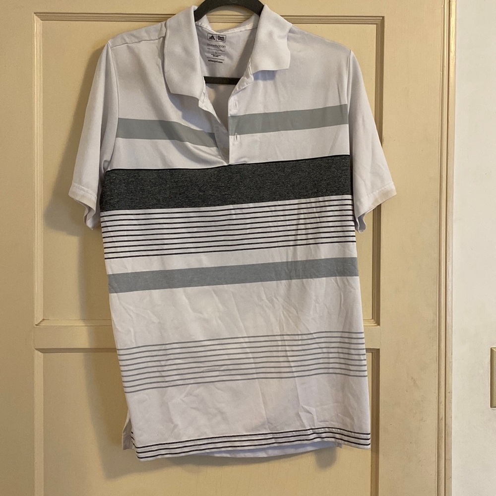 Adidas pure motion golf polo striped shirt